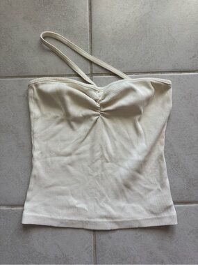 Agolde Cream Ribbed Tank Small